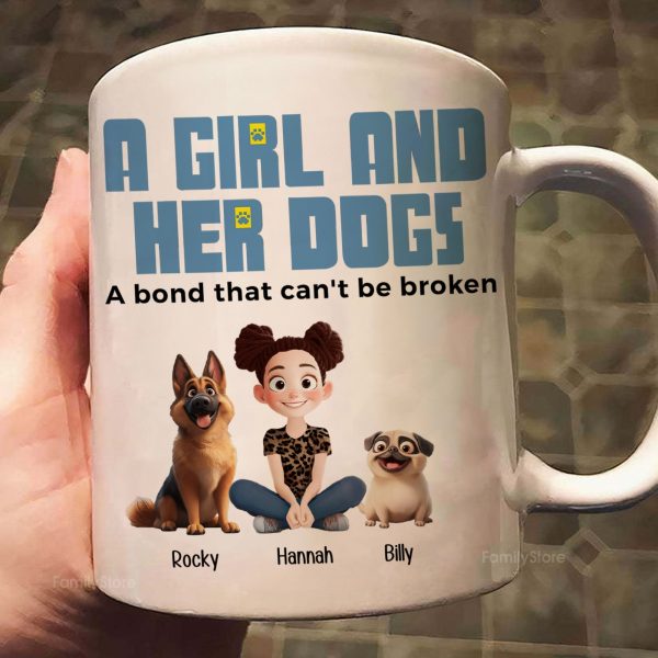 A Girl & Her Dogs Has Unbreakable Bond Cartoon Pet - Personalized Mug - Gift for Pet Owners, Pet Lovers, Dog Mom | CLP15 NH96 A Girl & Her Dogs Has Unbreakable Bond Cartoon Pet - Personalized Mug - Gift for Pet Owners, Pet Lovers, Dog Mom | CLP15 NH96