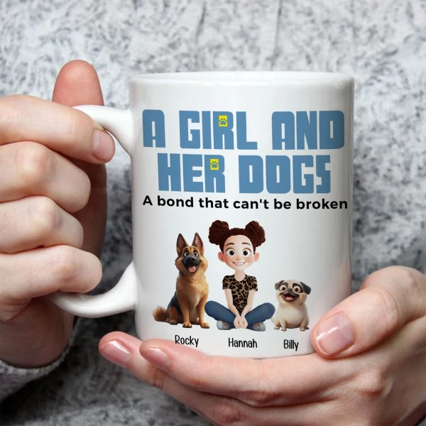 A Girl & Her Dogs Has Unbreakable Bond Cartoon Pet - Personalized Mug - Gift for Pet Owners, Pet Lovers, Dog Mom | CLP15 NH96 A Girl & Her Dogs Has Unbreakable Bond Cartoon Pet - Personalized Mug - Gift for Pet Owners, Pet Lovers, Dog Mom | CLP15 NH96