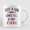 A Girl Loves Fall Season And Cats Personalized Mug