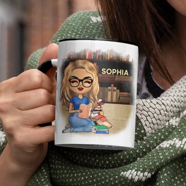 A Girl Who Loves Books Reading - Reading Gift - Personalized Custom Accent Mug A Girl Who Loves Books Reading - Reading Gift - Personalized Custom Accent Mug
