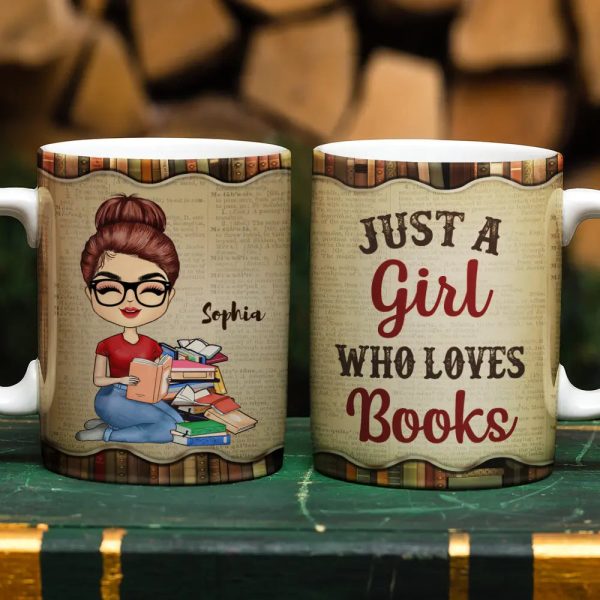 A Girl Who Loves Books Reading - Reading Gift - Personalized Custom White Edge-to-Edge Mug A Girl Who Loves Books Reading - Reading Gift - Personalized Custom White Edge-to-Edge Mug