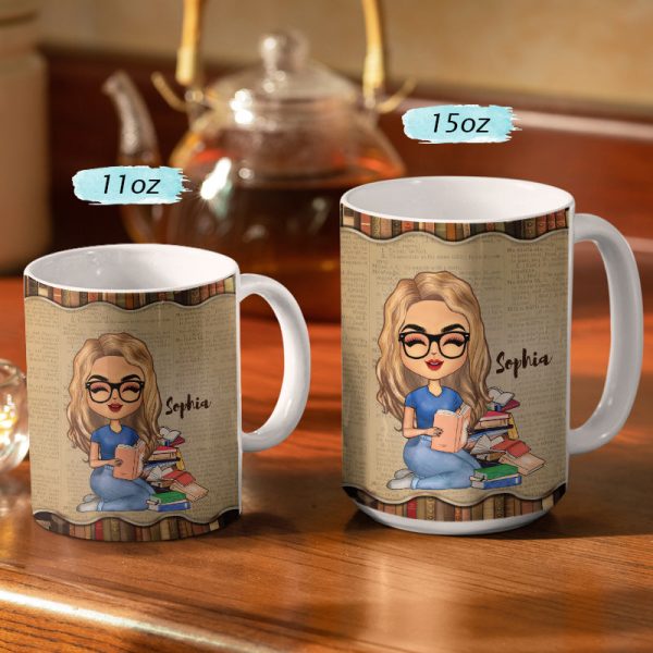 A Girl Who Loves Books Reading - Reading Gift - Personalized Custom White Edge-to-Edge Mug A Girl Who Loves Books Reading - Reading Gift - Personalized Custom White Edge-to-Edge Mug