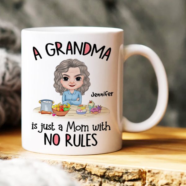 A Grandma Is Just A Mom With No Rules, Personalized Mug, Gift For Mom, Mother's Day Gift A Grandma Is Just A Mom With No Rules, Personalized Mug, Gift For Mom, Mother's Day Gift