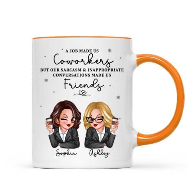 A Job Made Us Coworkers Personalized Mug, Funny Christmas Gift For Colleagues, Work Besties A Job Made Us Coworkers Personalized Mug, Funny Christmas Gift For Colleagues, Work Besties