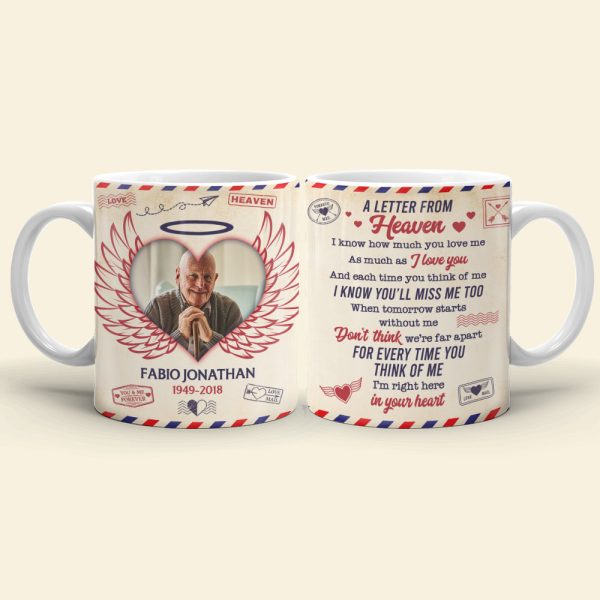 A Letter From Heaven White Personalized Mug, Memorial Gift For Family Members, Upload Image A Letter From Heaven White Personalized Mug, Memorial Gift For Family Members, Upload Image