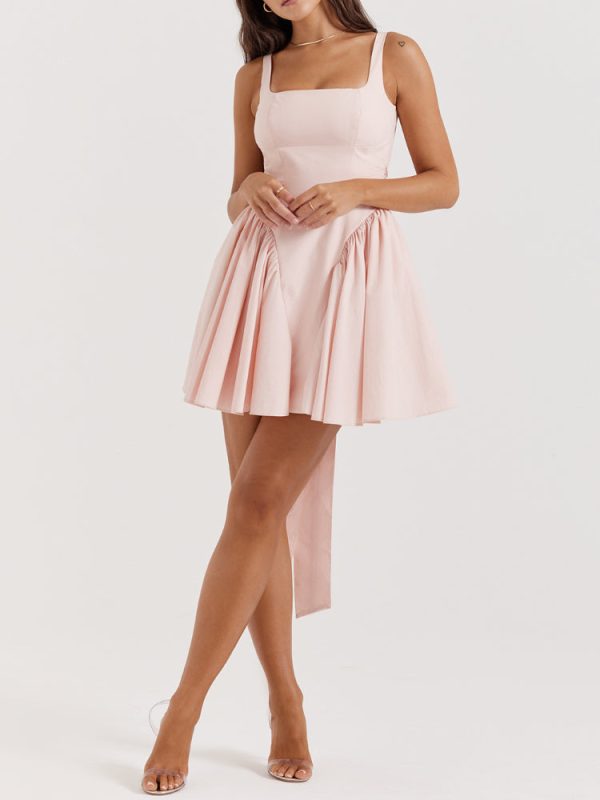 A-line Low Open Back Bow Mini Dress