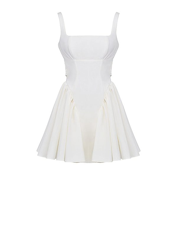 A-line Low Open Back Bow Mini Dress