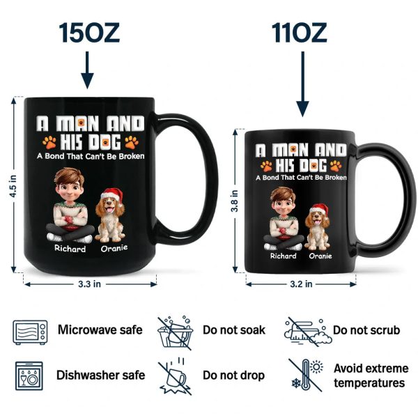 A Man And His Dog 3D Effect Christmas - Personalized Black Mug A Man And His Dog 3D Effect Christmas - Personalized Black Mug