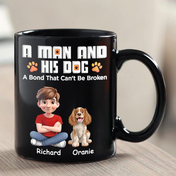 A Man And His Dog 3D Effect Christmas - Personalized Black Mug A Man And His Dog 3D Effect Christmas - Personalized Black Mug