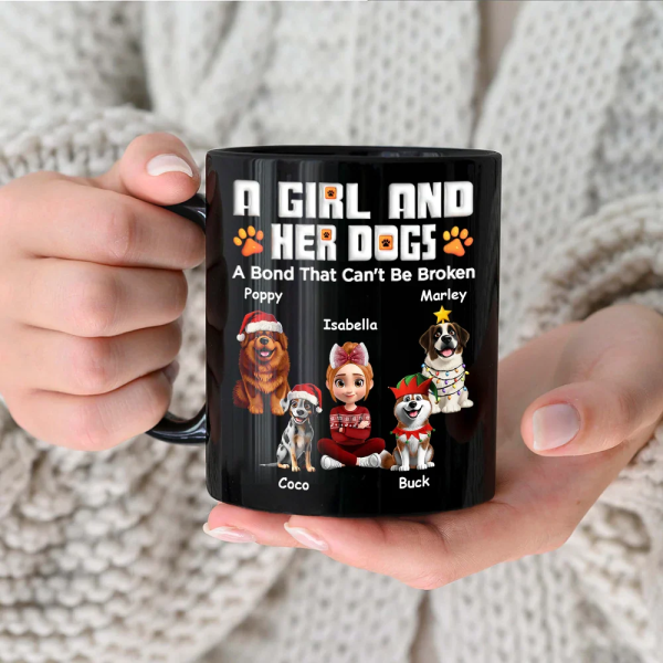 A Man And His Dog 3D Effect Christmas - Personalized Black Mug A Man And His Dog 3D Effect Christmas - Personalized Black Mug
