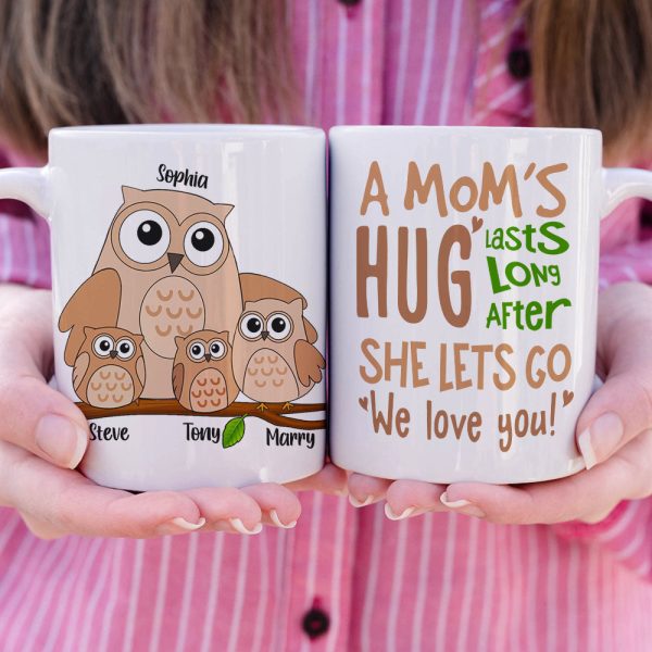 A Mom's Hug Lasts Long After Personalized Mug, Gift For Mom A Mom's Hug Lasts Long After Personalized Mug, Gift For Mom