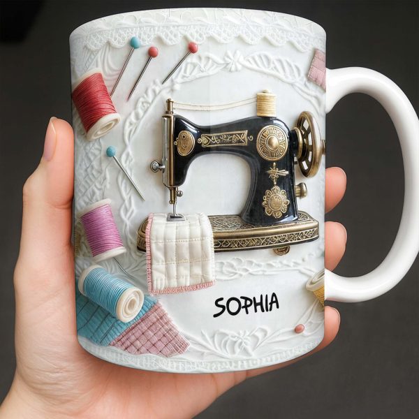 A Perfect Gift For The Passionate Crafter With Vintage Sewing Machine And Thread - Personalized Custom Coffee Mug - JBS049_MG A Perfect Gift For The Passionate Crafter With Vintage Sewing Machine And Thread - Personalized Custom Coffee Mug - JBS049_MG