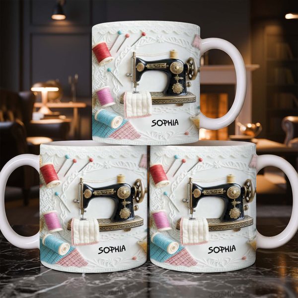 A Perfect Gift For The Passionate Crafter With Vintage Sewing Machine And Thread - Personalized Custom Coffee Mug - JBS049_MG A Perfect Gift For The Passionate Crafter With Vintage Sewing Machine And Thread - Personalized Custom Coffee Mug - JBS049_MG