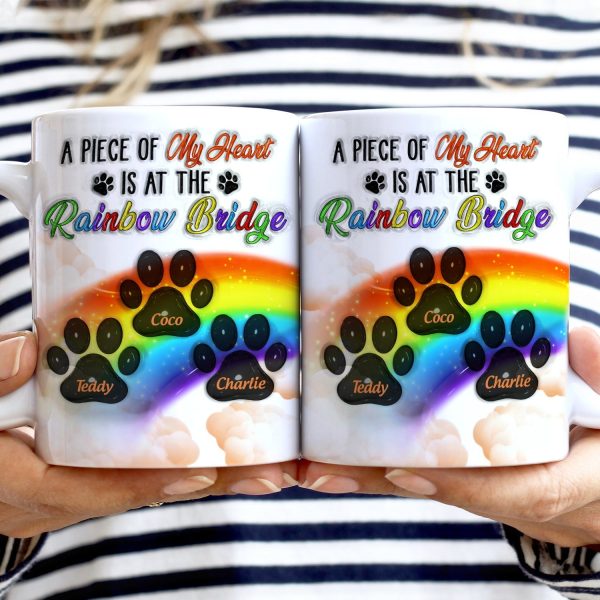 A Piece Of My Heart - Memorial Gift For Dog Lovers, Cat Lovers - 3D Inflated Effect Printed Mug, Personalized White Edge-to-Edge Mug A Piece Of My Heart - Memorial Gift For Dog Lovers, Cat Lovers - 3D Inflated Effect Printed Mug, Personalized White Edge-to-Edge Mug