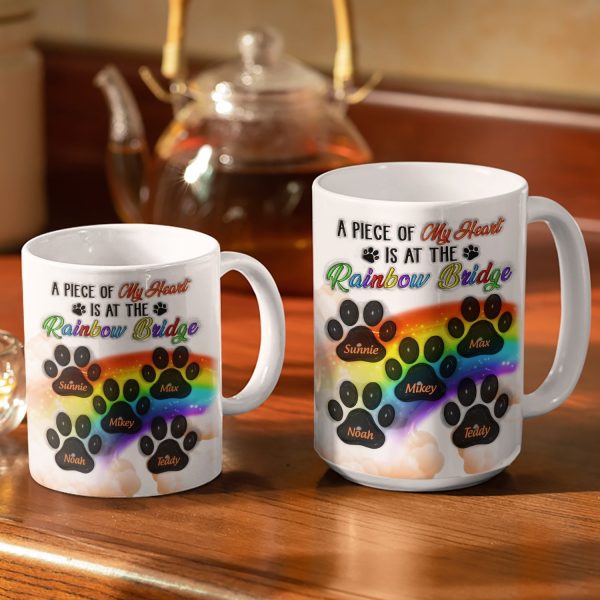 A Piece Of My Heart - Memorial Gift For Dog Lovers, Cat Lovers - 3D Inflated Effect Printed Mug, Personalized White Edge-to-Edge Mug A Piece Of My Heart - Memorial Gift For Dog Lovers, Cat Lovers - 3D Inflated Effect Printed Mug, Personalized White Edge-to-Edge Mug