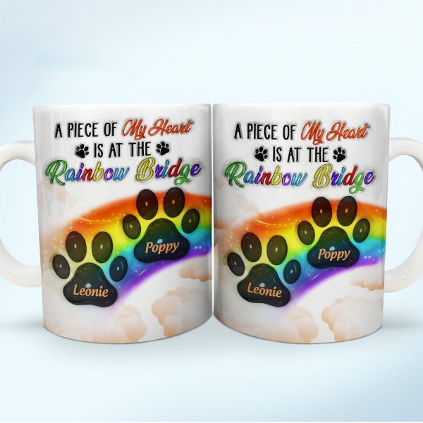 A Piece Of My Heart - Memorial Gift For Dog Lovers, Cat Lovers - 3D Inflated Effect Printed Mug, Personalized White Edge-to-Edge Mug A Piece Of My Heart - Memorial Gift For Dog Lovers, Cat Lovers - 3D Inflated Effect Printed Mug, Personalized White Edge-to-Edge Mug