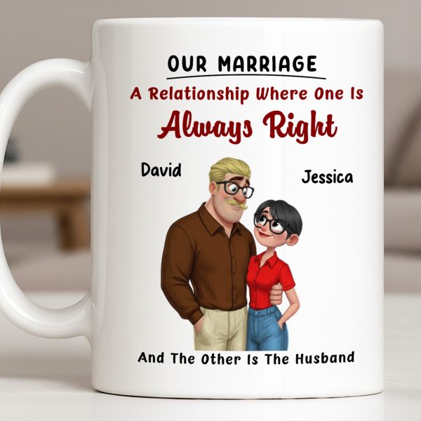 A Relationship Where One Is Always Right With Cartoon Couple - Personalized Custom Coffee Mug - CPL1337_MG A Relationship Where One Is Always Right With Cartoon Couple - Personalized Custom Coffee Mug - CPL1337_MG