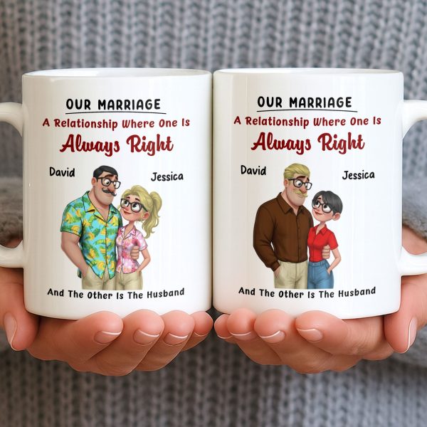A Relationship Where One Is Always Right With Cartoon Couple - Personalized Custom Coffee Mug - CPL1337_MG A Relationship Where One Is Always Right With Cartoon Couple - Personalized Custom Coffee Mug - CPL1337_MG
