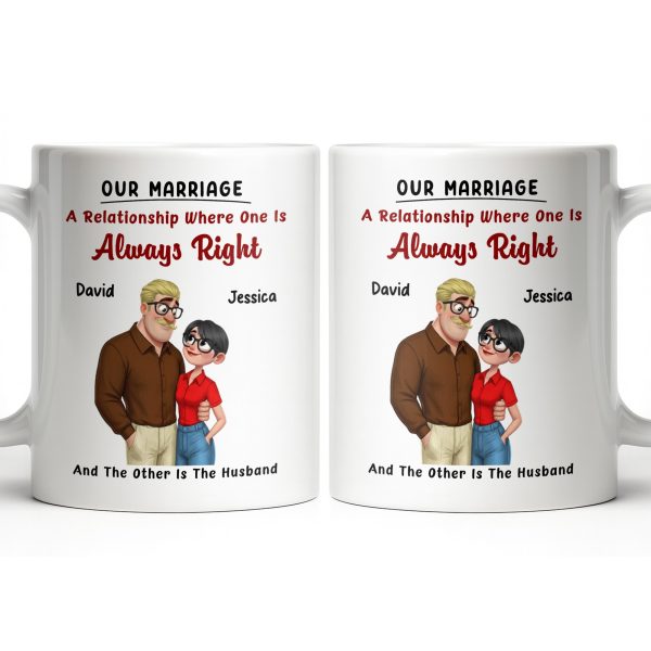 A Relationship Where One Is Always Right With Cartoon Couple - Personalized Custom Coffee Mug - CPL1337_MG A Relationship Where One Is Always Right With Cartoon Couple - Personalized Custom Coffee Mug - CPL1337_MG