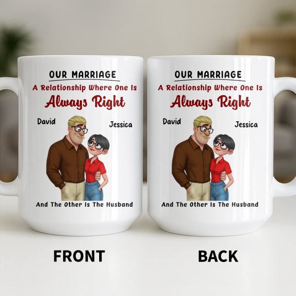 A Relationship Where One Is Always Right With Cartoon Couple - Personalized Custom Coffee Mug - CPL1337_MG A Relationship Where One Is Always Right With Cartoon Couple - Personalized Custom Coffee Mug - CPL1337_MG