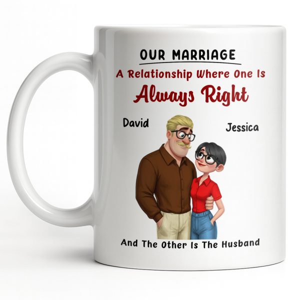 A Relationship Where One Is Always Right With Cartoon Couple - Personalized Custom Coffee Mug - CPL1337_MG A Relationship Where One Is Always Right With Cartoon Couple - Personalized Custom Coffee Mug - CPL1337_MG