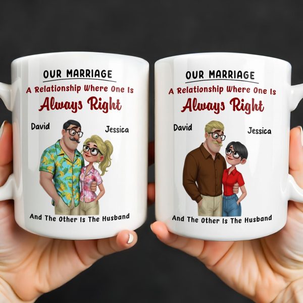 A Relationship Where One Is Always Right With Cartoon Couple - Personalized Custom Coffee Mug - CPL1337_MG A Relationship Where One Is Always Right With Cartoon Couple - Personalized Custom Coffee Mug - CPL1337_MG