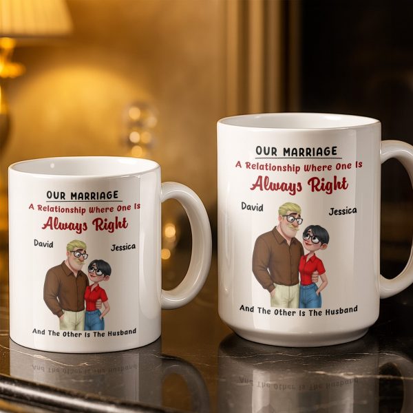 A Relationship Where One Is Always Right With Cartoon Couple - Personalized Custom Coffee Mug - CPL1337_MG A Relationship Where One Is Always Right With Cartoon Couple - Personalized Custom Coffee Mug - CPL1337_MG
