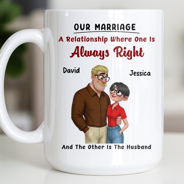 A Relationship Where One Is Always Right With Cartoon Couple - Personalized Custom Coffee Mug - CPL1337_MG A Relationship Where One Is Always Right With Cartoon Couple - Personalized Custom Coffee Mug - CPL1337_MG