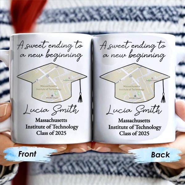 A Sweet Ending To A New Beginning, Graduation Cap And Diploma - Personalized Custom Coffee Mug - GRAD010_MG