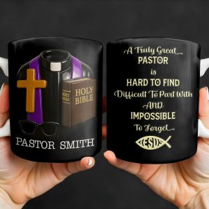 A Truly Great Pastor Is Hard To Find, Cross, Holy Bible And Glasses - Personalized Custom Coffee Mug - FTH072_MG