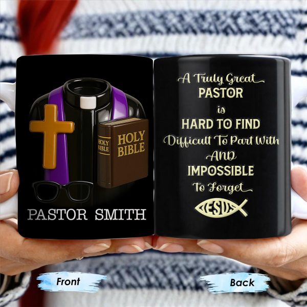 A Truly Great Pastor Is Hard To Find, Cross, Holy Bible And Glasses - Personalized Custom Coffee Mug - FTH072_MG