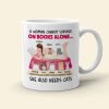 A Woman Cannot Survive On Books Alone, Girl Book Cat White Mug