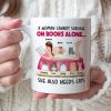 A Woman Cannot Survive On Books Alone, Girl Book Cat White Mug