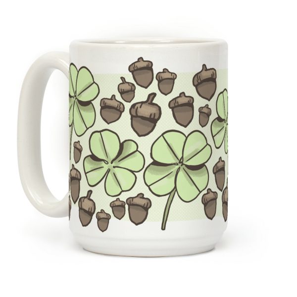 Acorn And Four Leaf Clover Pattern Coffee Mug Acorn And Four Leaf Clover Pattern Coffee Mug