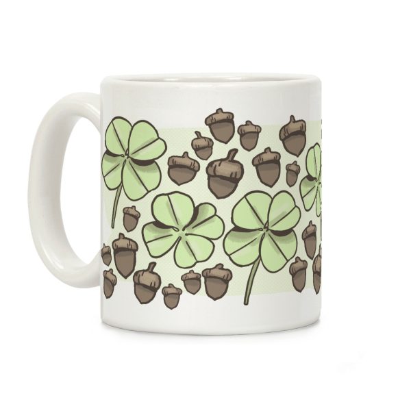 Acorn And Four Leaf Clover Pattern Coffee Mug Acorn And Four Leaf Clover Pattern Coffee Mug
