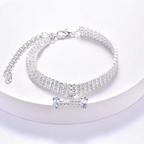 Adjustable Dog Chain Collar with Zircon