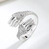 Adjustable Hug Hands Couple Ring in Silver Tone Adjustable Hug Hands Couple Ring in Silver Tone