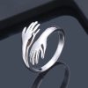 Adjustable Hug Hands Couple Ring in Silver Tone Adjustable Hug Hands Couple Ring in Silver Tone