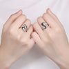 Adjustable Hug Hands Couple Ring in Silver Tone Adjustable Hug Hands Couple Ring in Silver Tone