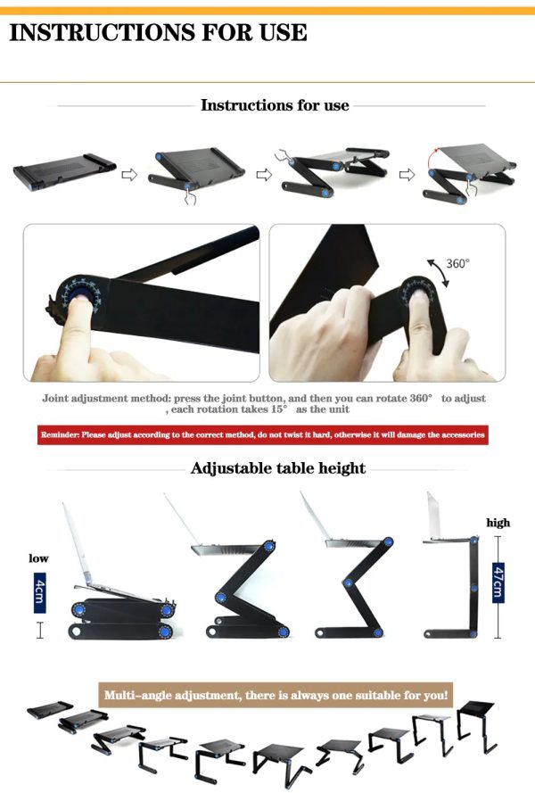 Adjustable Laptop Stand With Mouse Pad