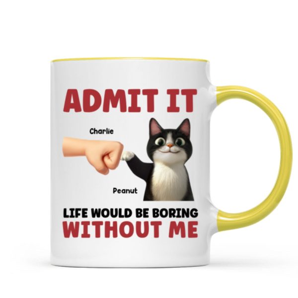 Admit It Life Would Be Boring Without Us Funny Cats Personalized Mug, Gift for Cat Dads
