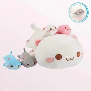 Adorable 47cm Mother Cat with 4 Mini Kittens - Perfect Gift for Kids!