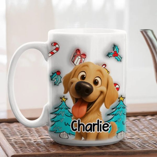 Adorable Dog Christmas White Ceramic Mug Festive Cartoon Style, Perfect Gift for Dog Lovers Adorable Dog Christmas White Ceramic Mug Festive Cartoon Style, Perfect Gift for Dog Lovers
