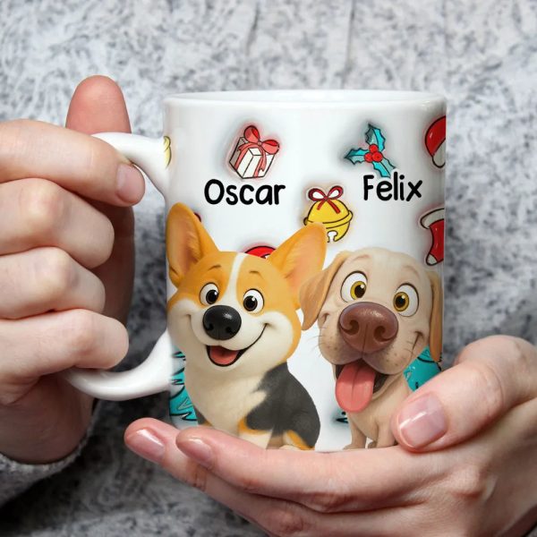 Adorable Dog Christmas White Ceramic Mug Festive Cartoon Style, Perfect Gift for Dog Lovers Adorable Dog Christmas White Ceramic Mug Festive Cartoon Style, Perfect Gift for Dog Lovers