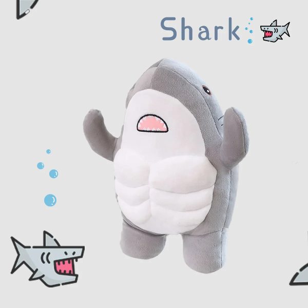 Adorable Muscle Shark Plush Toy - Soft Stuffed Animal for Kids' Sleep & Play