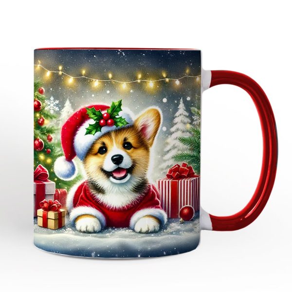 Adorable Welsh Corgi with Santa Hat Personalized Mug, Jolly Christmas Gift with Custom Name Adorable Welsh Corgi with Santa Hat Personalized Mug, Jolly Christmas Gift with Custom Name