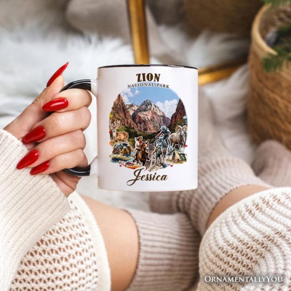 Adventurous Zion National Park Personalized Mug, Utah Scenic Landmarks Gift and Souvenir with Custom Name Adventurous Zion National Park Personalized Mug, Utah Scenic Landmarks Gift and Souvenir with Custom Name