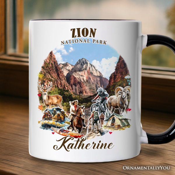 Adventurous Zion National Park Personalized Mug, Utah Scenic Landmarks Gift and Souvenir with Custom Name Adventurous Zion National Park Personalized Mug, Utah Scenic Landmarks Gift and Souvenir with Custom Name