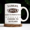 Aged To Perfection, Cheers To 50 Years, Stars and Text Banner - Personalized Custom Coffee Mug - FAM328_MG