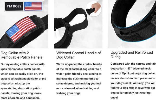 AirTag Dog Collar with Handle, Tactical Dog Collar for Large Medium Dogs